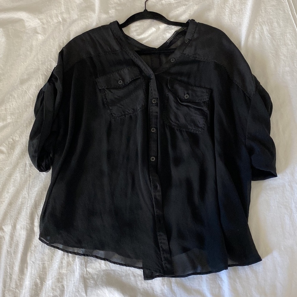 Like new All Saints Sheer Black top with button back and front - size 8
